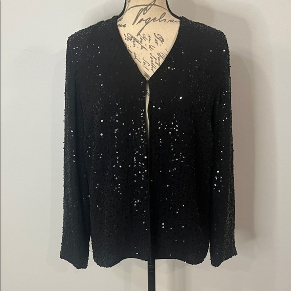 Dana Buchman silk dressy jacket with mini sequins 8